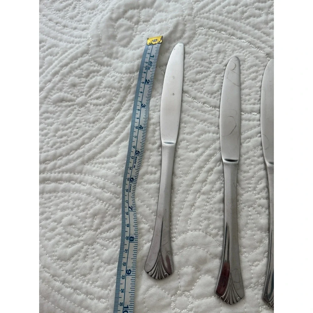 Pfaltzgraff Ashcroft Dinner Knives Set of 8 Silver Stainless Steel Shell Handle